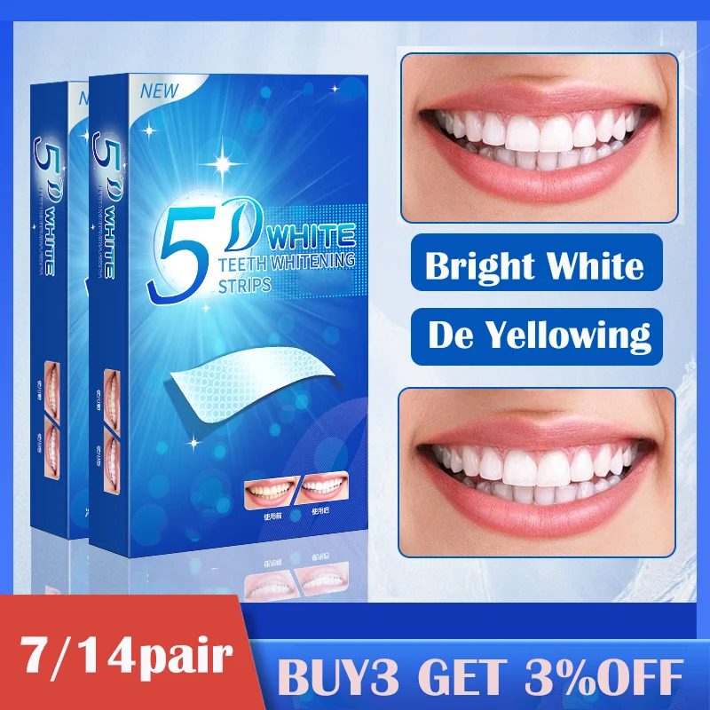 Teeth Whitening Bleaching Kit - 1/7/14 пар полосок для отбеливания зубов,