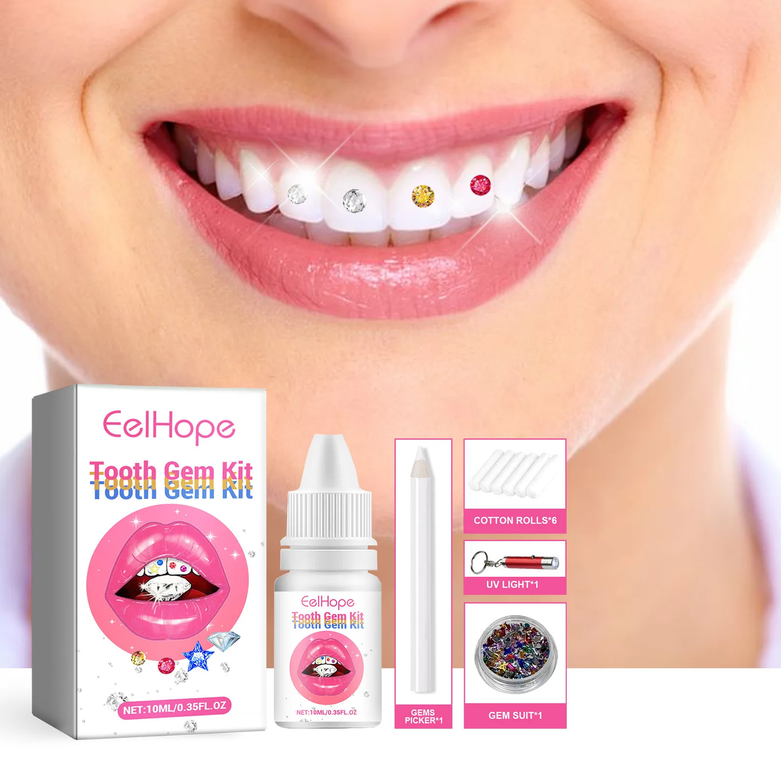 Teeth Whitening Kit With Light - Набор для украшения зубов: DIY-комплект с